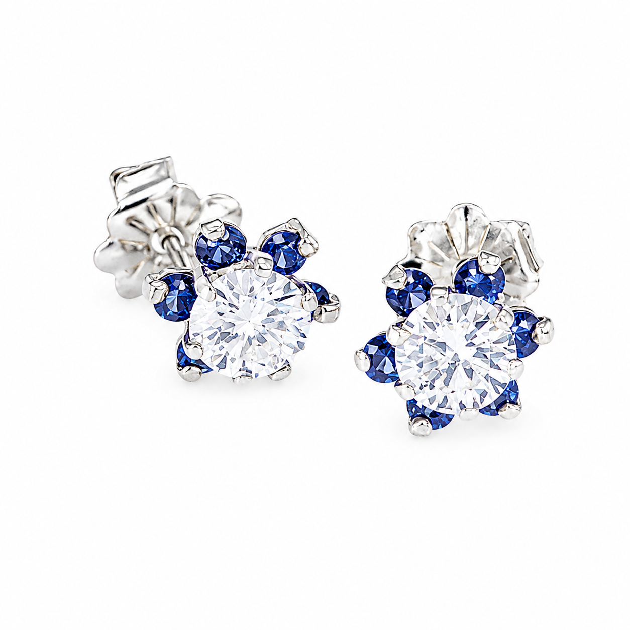 White Moissanite and Sapphires