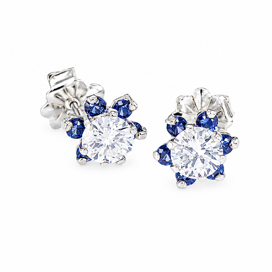 White Moissanite and Sapphires
