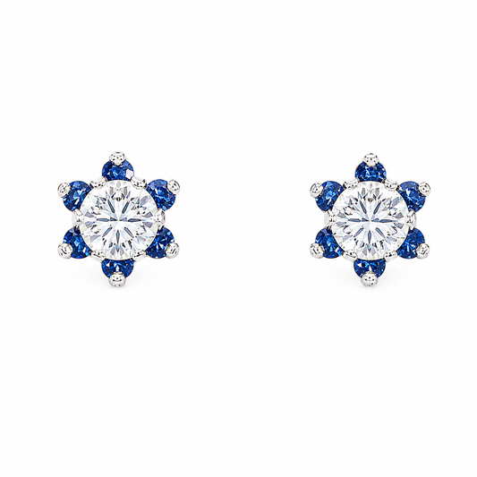 White Moissanite and Sapphires
