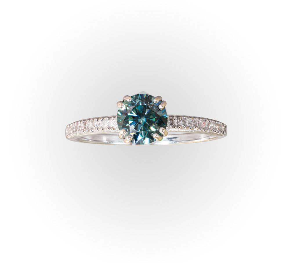 Blue Green Moissanite Small Profile