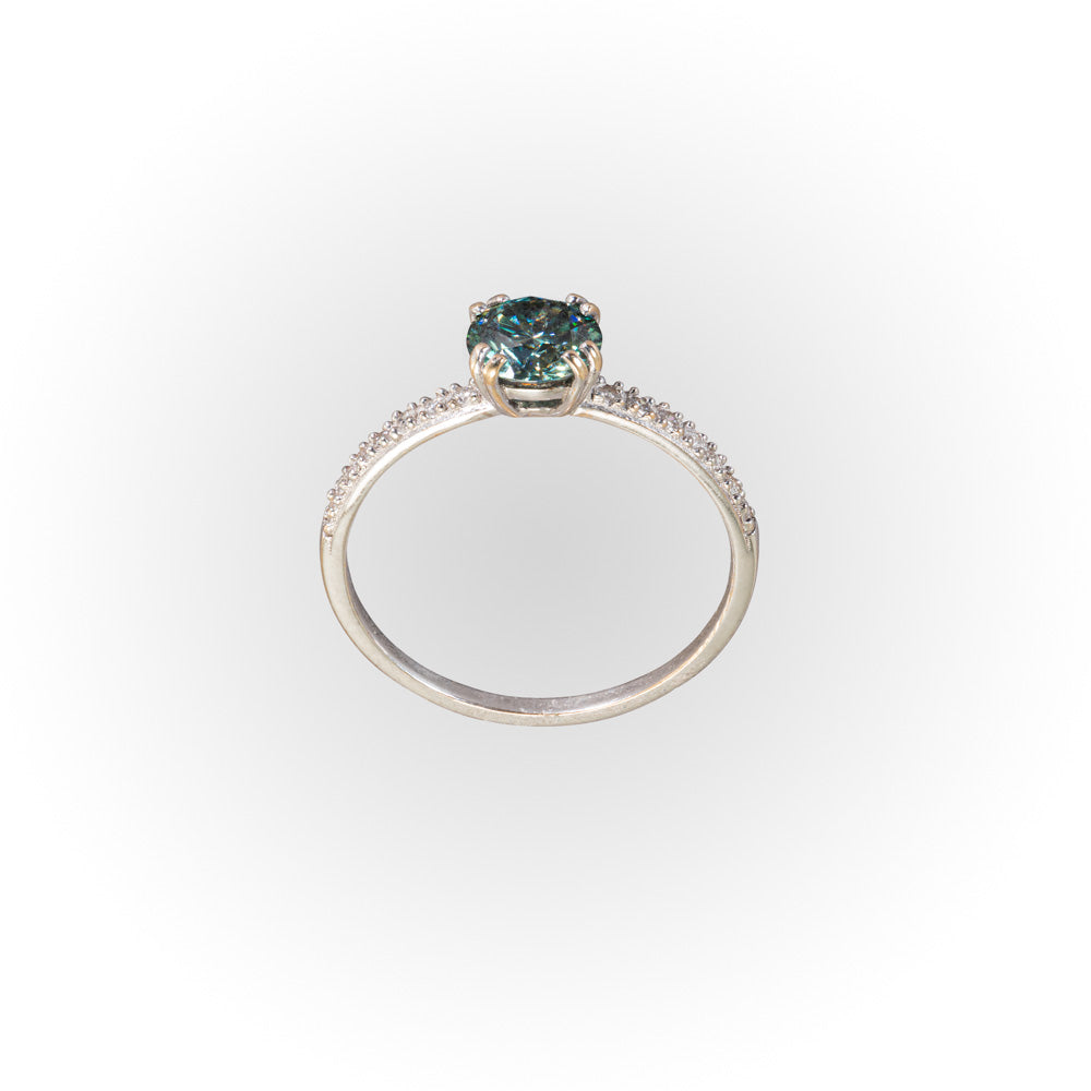 Blue Green Moissanite Small Profile