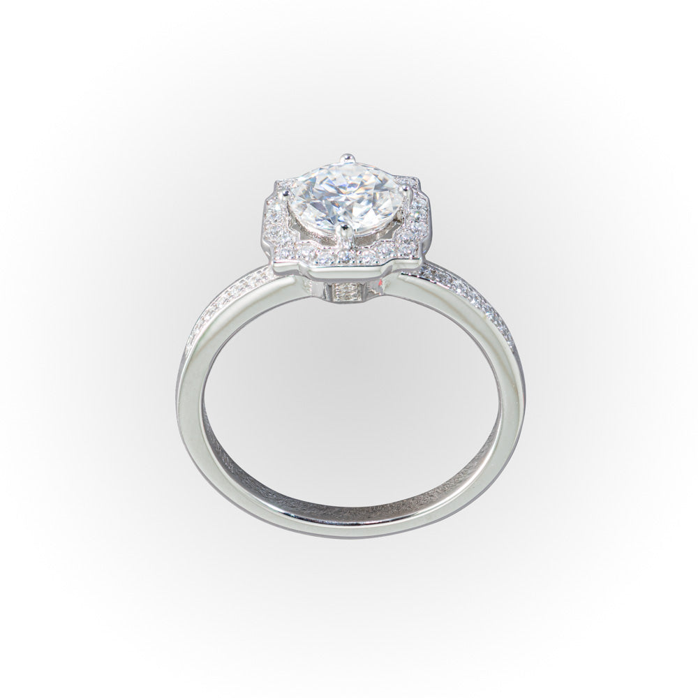 Accented Halo Moissanite