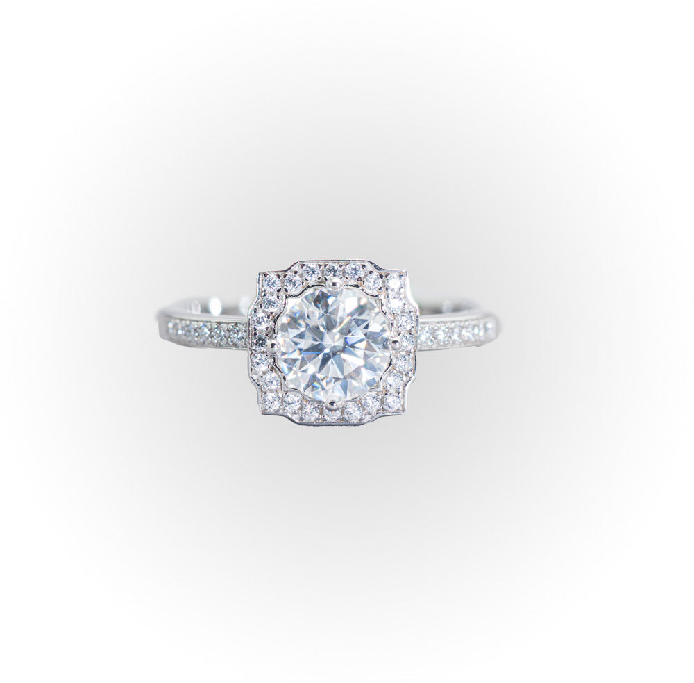 Accented Halo Moissanite