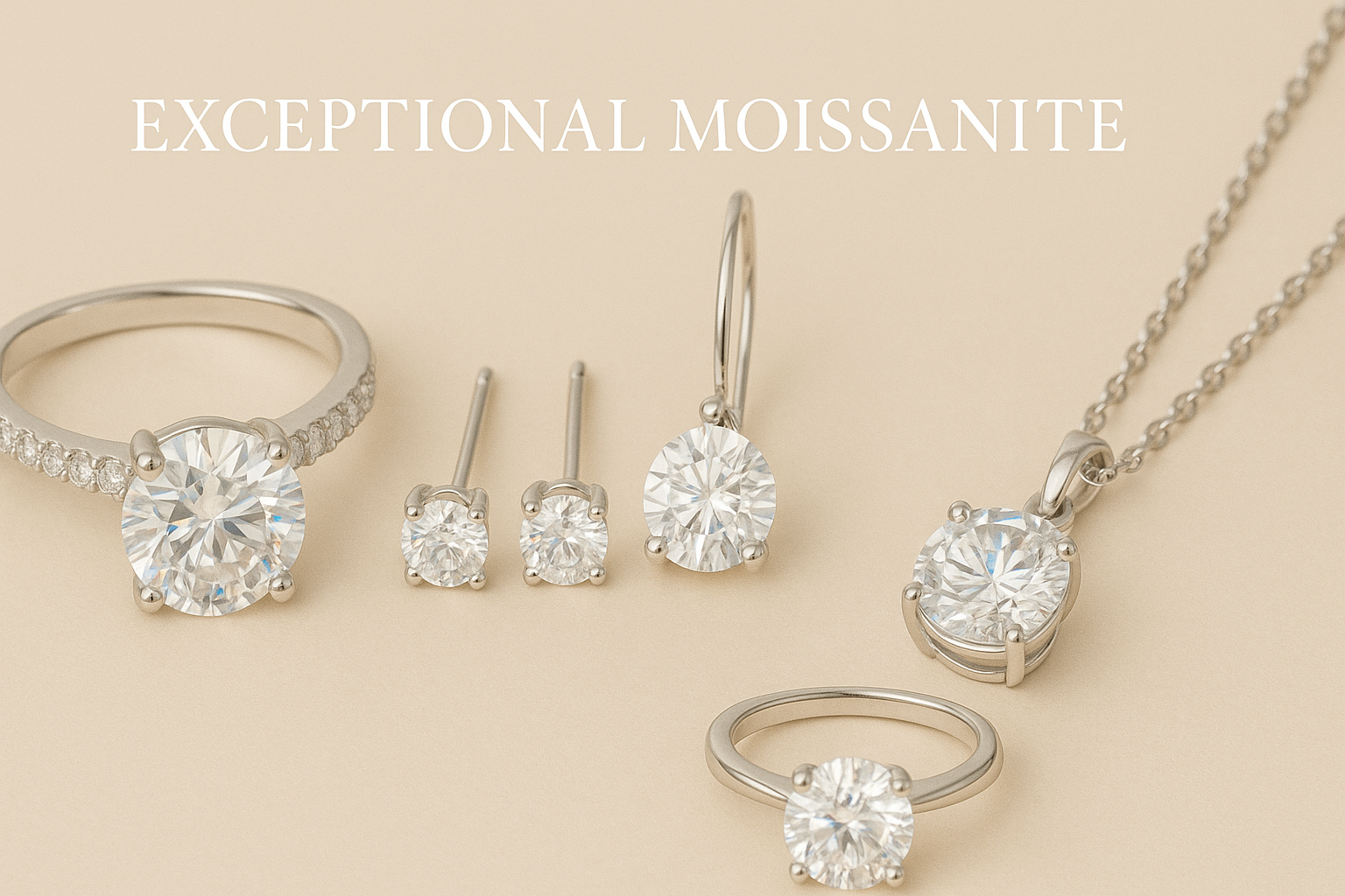 Exceptional Moissanite jewelry with bright, diamond-like sparkle